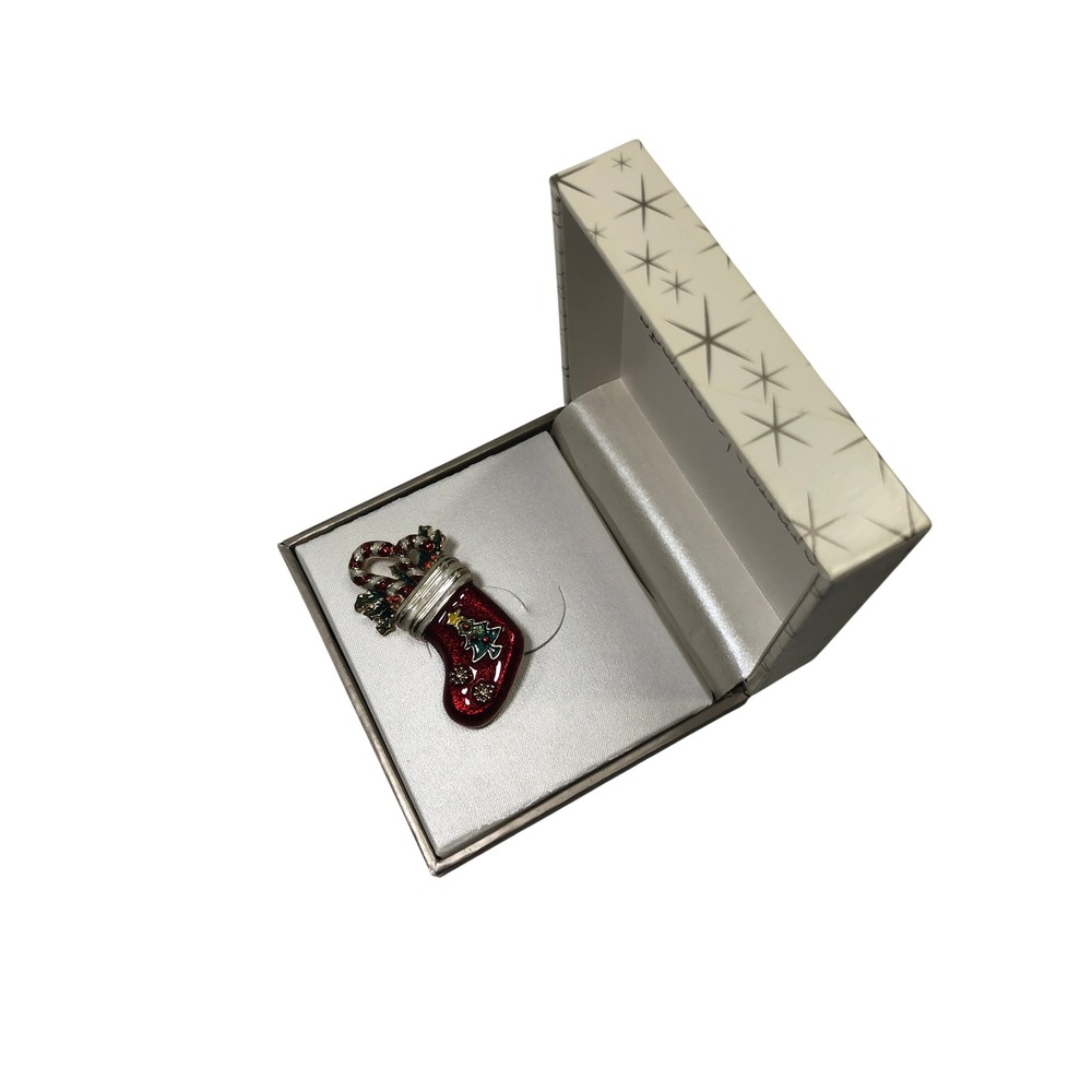 Sparkle Allure Christmas Stocking Brooch Pin
